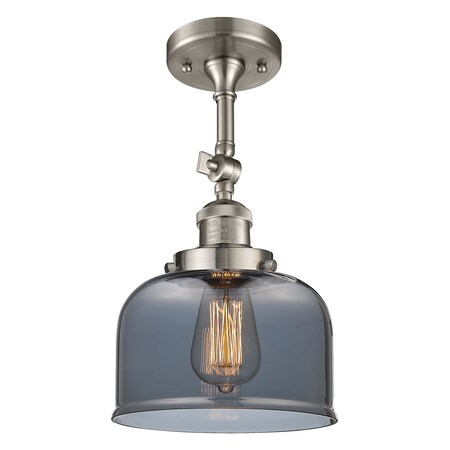 1 Light Adjustable Large Bell 8In. Brushed Satin Nickel Semi-Flush Mount With Smoked Glass, 507940 -  INNOVATIONS LIGHTING, 201F-SN-G73